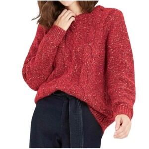 NWT A New Day Crewneck Cable‎ Knit Pullover Sweater Red Confetti Womens Medium